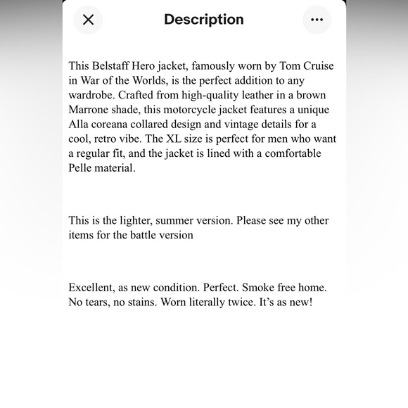 Belstaf Leather XL Tom Cruise Hero ‘War of the worlds” Collectors Coat - Picture 8 of 9